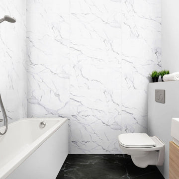 White Trevore dry fit grout free wall tiles